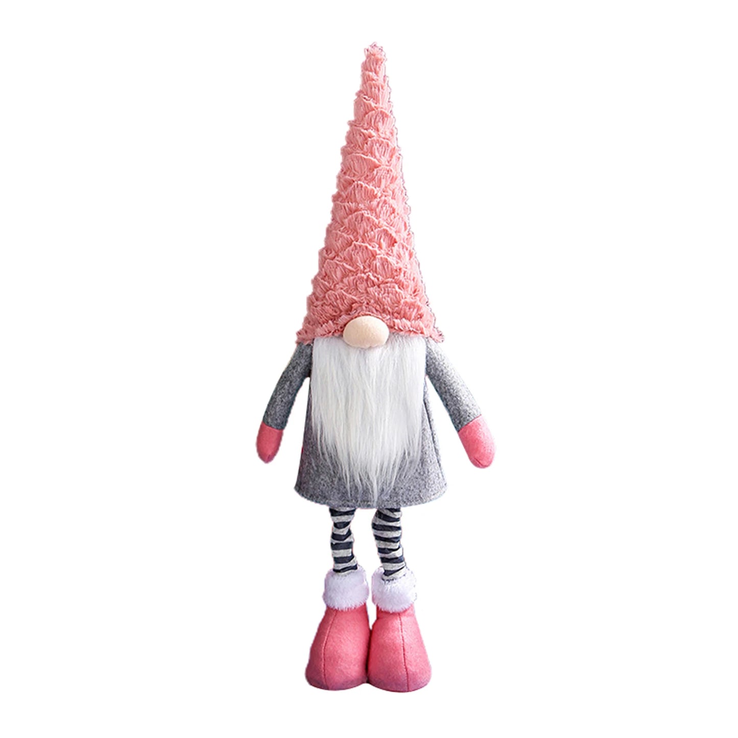 Gnome de Noël en peluche – Décoration scandinave avec jambes réglables et bonnet long, figurine festive douce et stable