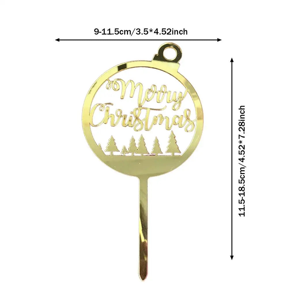 Décoration de gâteau de Noël – Cake topper acrylique “Merry Christmas” doré et festif