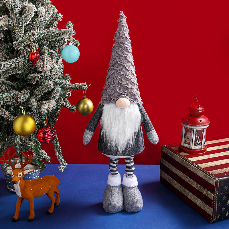 Gnome de Noël en peluche – Décoration scandinave avec jambes réglables et bonnet long, figurine festive douce et stable