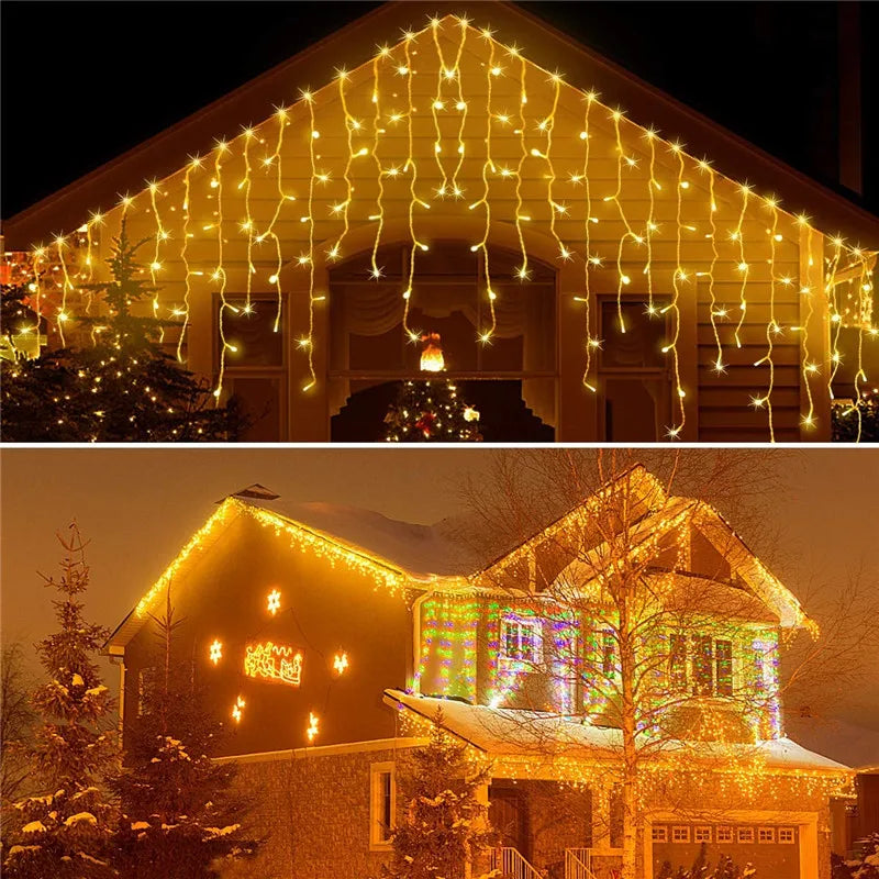 Guirlande lumineuse “Corde de glace” – Rideau LED extérieur pour décoration de Noël