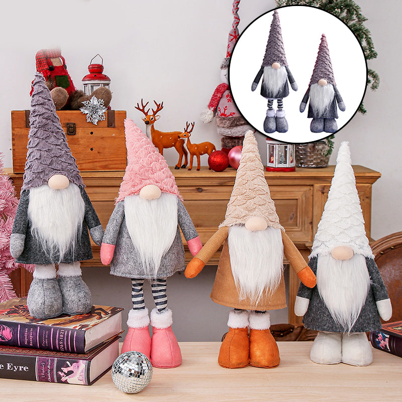 Gnome de Noël en peluche – Décoration scandinave avec jambes réglables et bonnet long, figurine festive douce et stable
