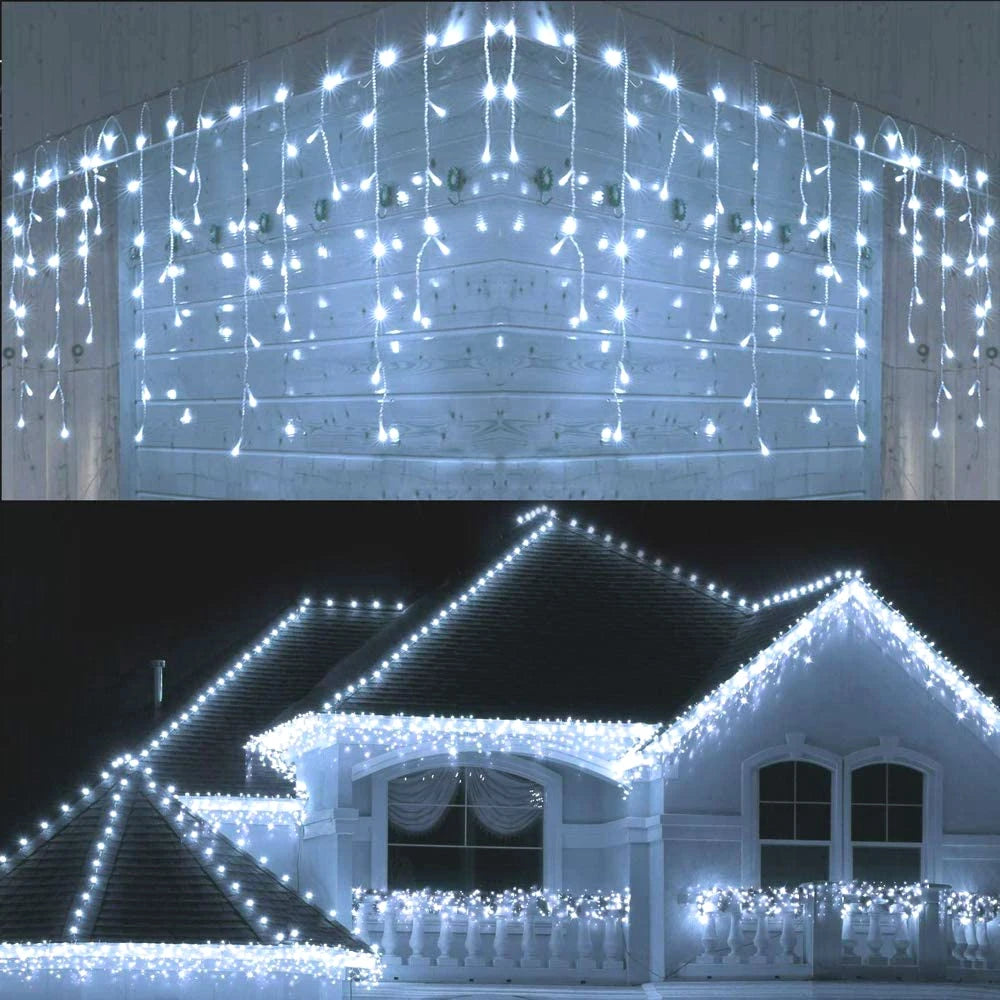Guirlande lumineuse “Corde de glace” – Rideau LED extérieur pour décoration de Noël
