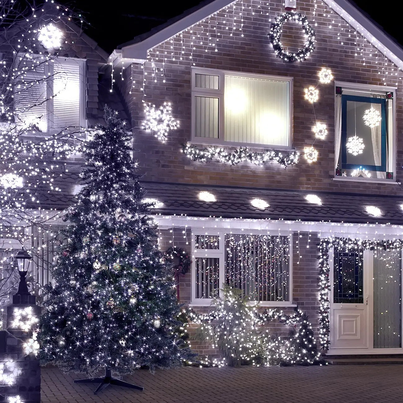 Guirlande lumineuse “Corde de glace” – Rideau LED extérieur pour décoration de Noël