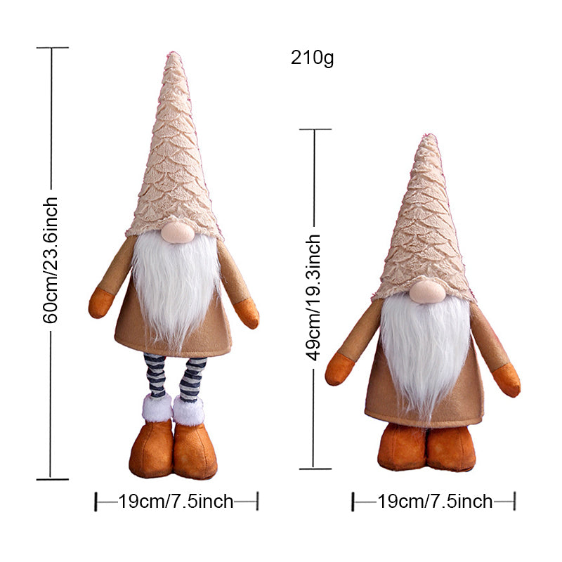 Gnome de Noël en peluche – Décoration scandinave avec jambes réglables et bonnet long, figurine festive douce et stable