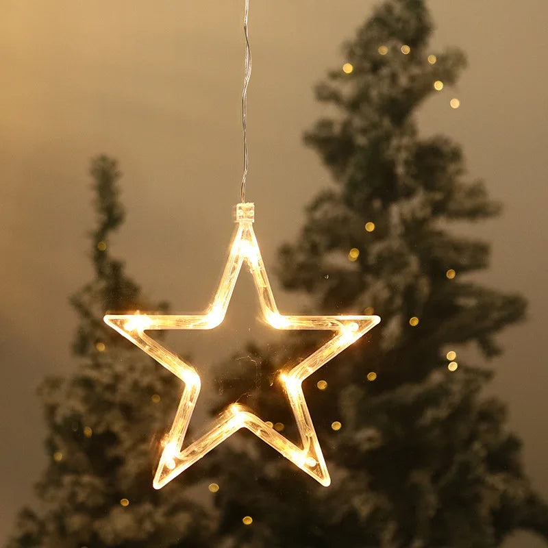 Lampes suspendues de Noël – Décorations lumineuses à ventouse pour fenêtre ou intérieur