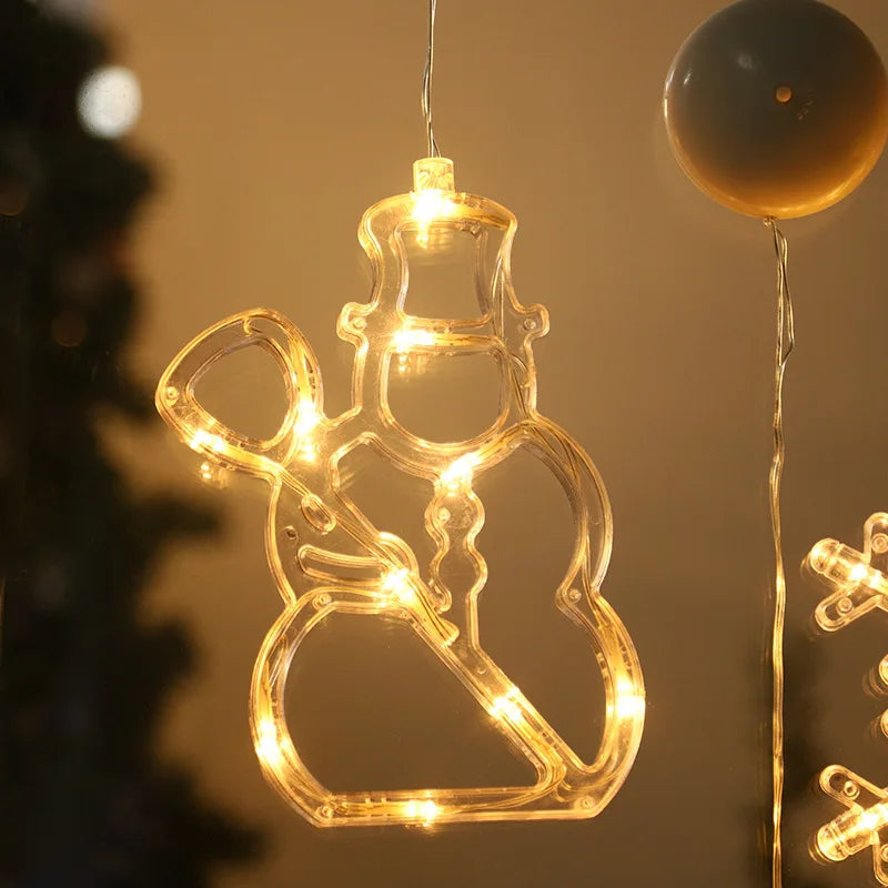Lampes suspendues de Noël – Décorations lumineuses à ventouse pour fenêtre ou intérieur