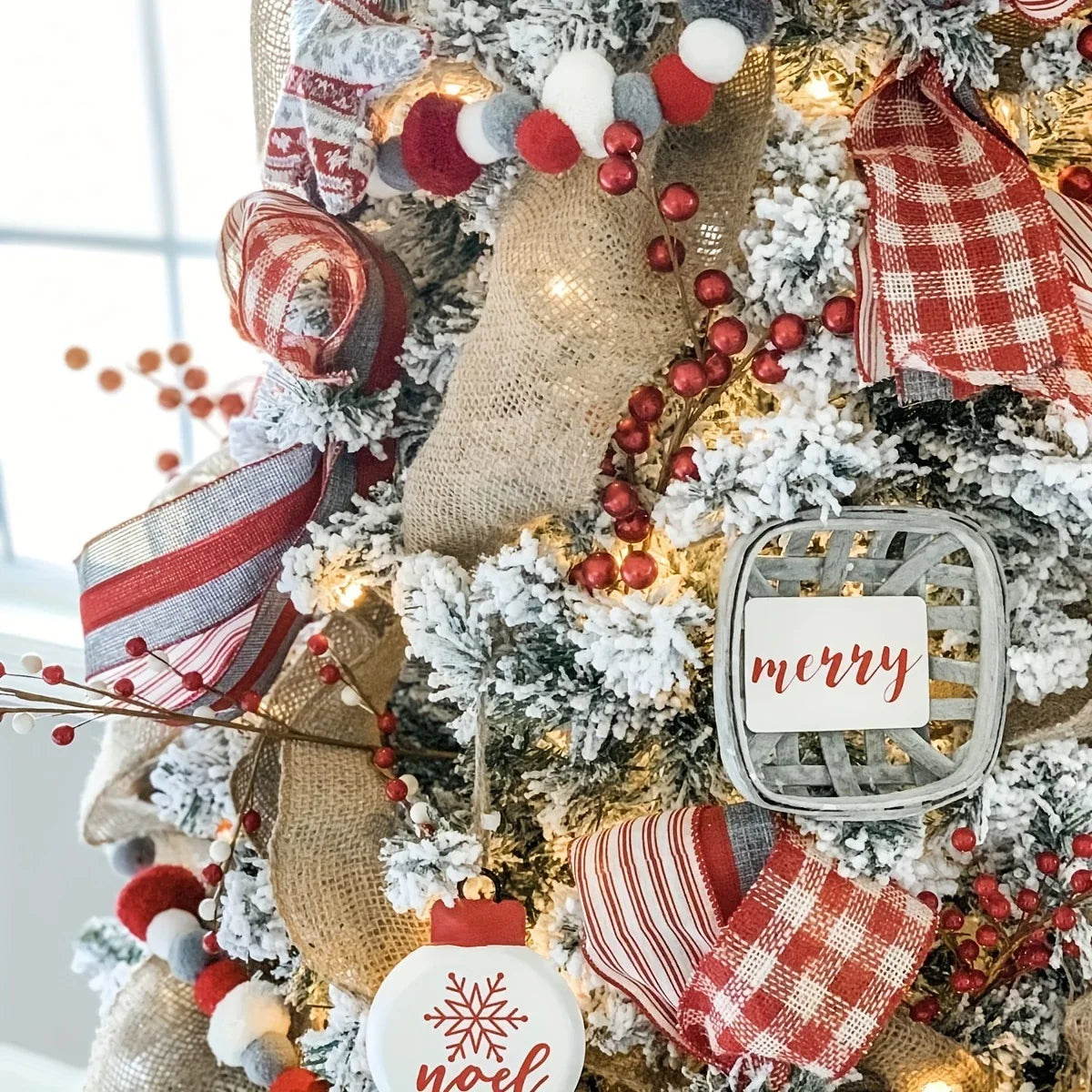 Ruban à damier rouge et blanc – Emballage cadeau et décoration de Noël pour sapin ou table