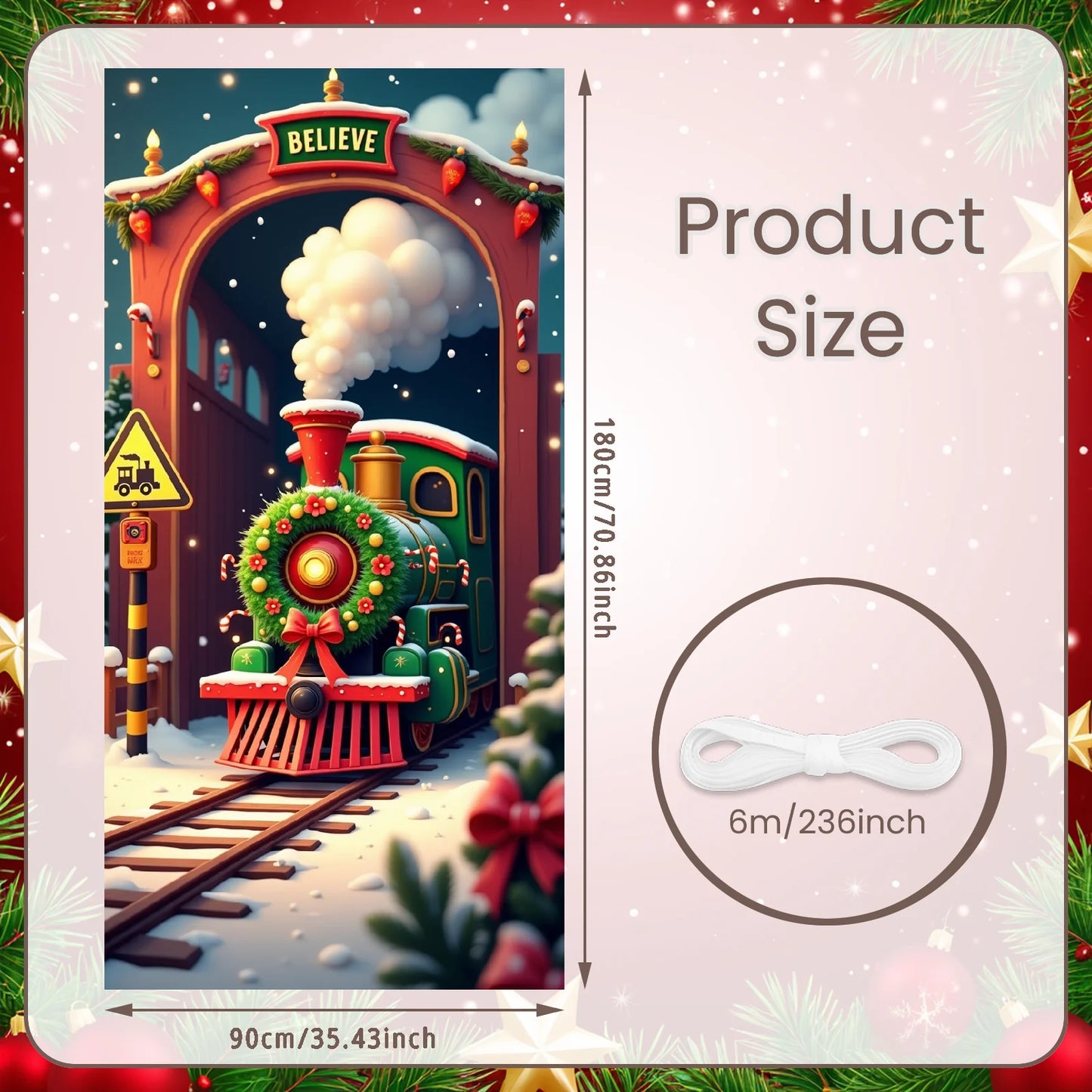 Bannière de Noël suspendue – Décoration de porte d’entrée Bonhomme de Neige, Père Noël ou Renne