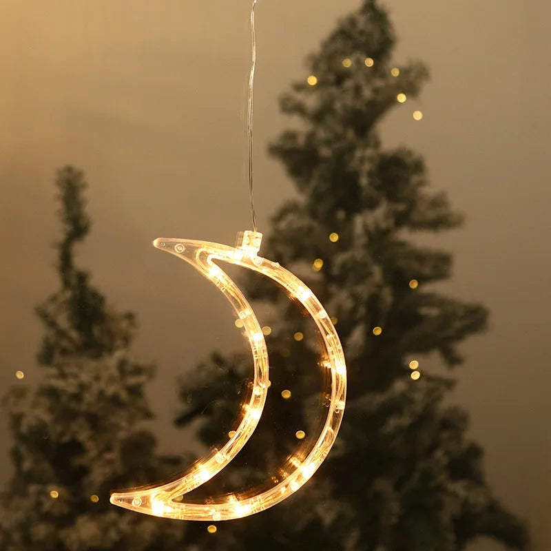 Lampes suspendues de Noël – Décorations lumineuses à ventouse pour fenêtre ou intérieur