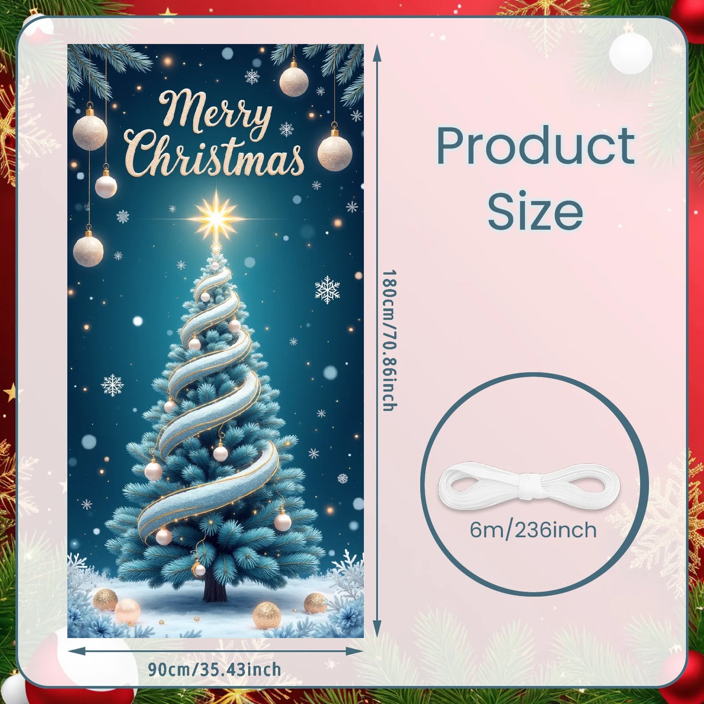 Bannière de Noël suspendue – Décoration de porte d’entrée Bonhomme de Neige, Père Noël ou Renne