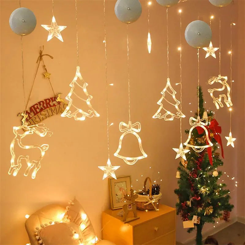 Lampes suspendues de Noël – Décorations lumineuses à ventouse pour fenêtre ou intérieur