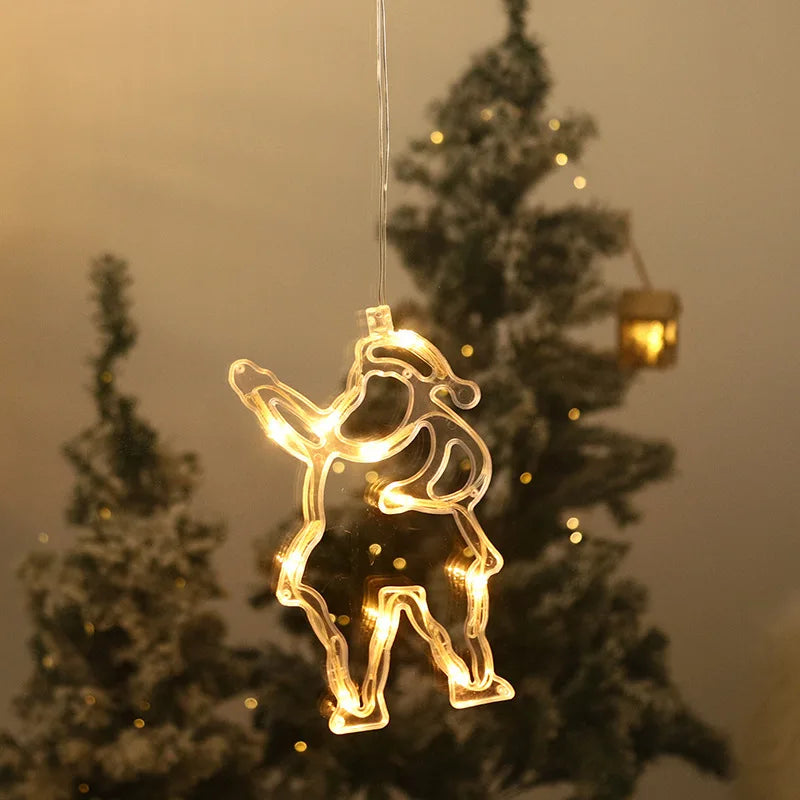 Lampes suspendues de Noël – Décorations lumineuses à ventouse pour fenêtre ou intérieur
