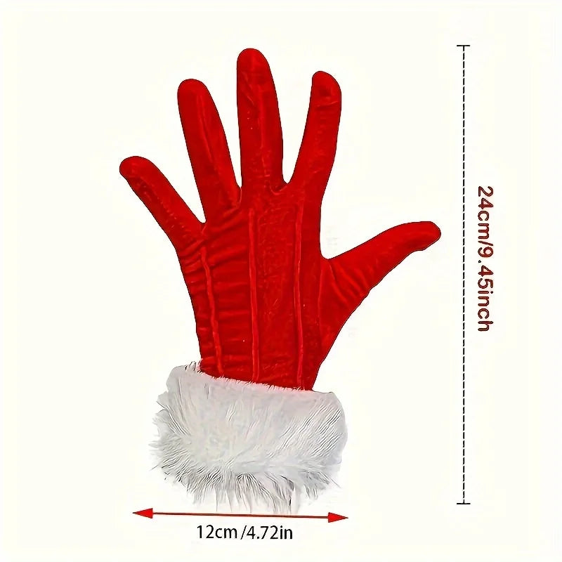 Gants de Père Noël en peluche – Accessoire doux et chaud pour les fêtes de Noël