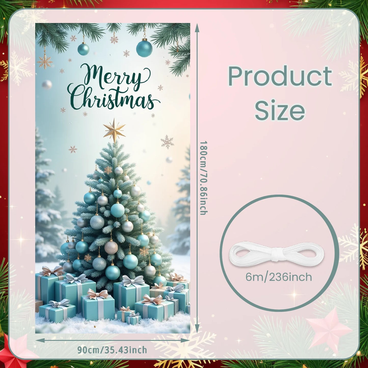 Bannière de Noël suspendue – Décoration de porte d’entrée Bonhomme de Neige, Père Noël ou Renne