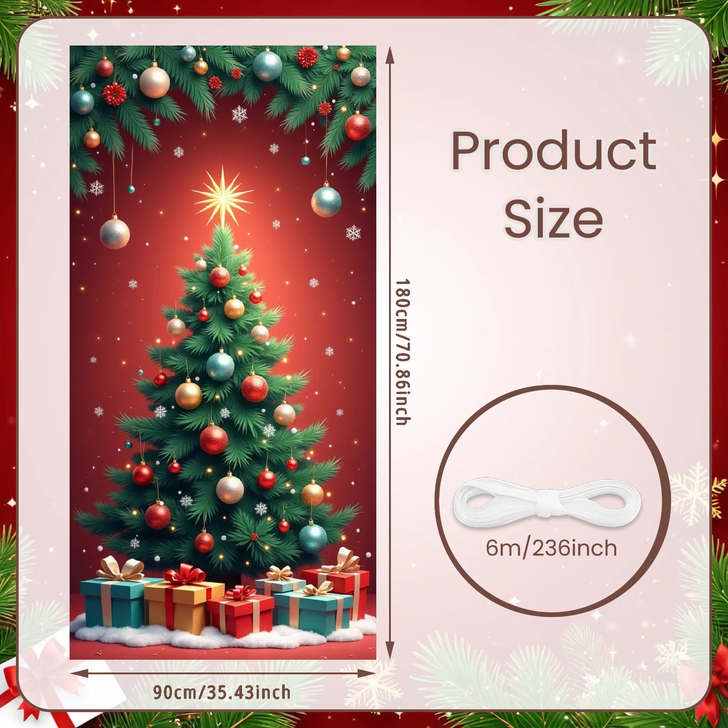 Bannière de Noël suspendue – Décoration de porte d’entrée Bonhomme de Neige, Père Noël ou Renne