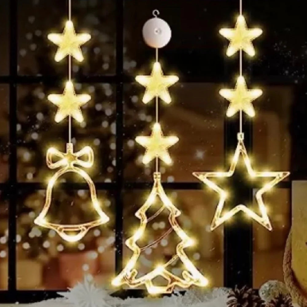 Lampes suspendues de Noël – Décorations lumineuses à ventouse pour fenêtre ou intérieur