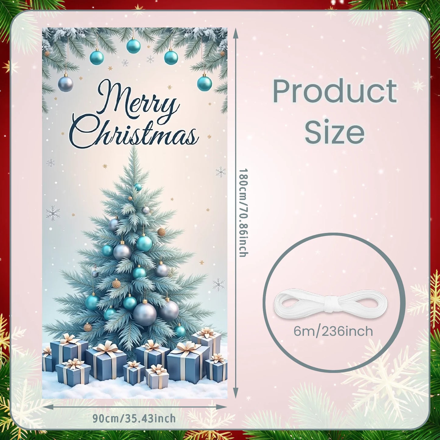 Bannière de Noël suspendue – Décoration de porte d’entrée Bonhomme de Neige, Père Noël ou Renne