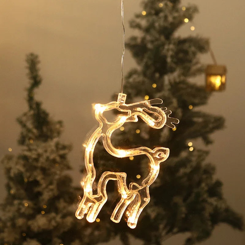 Lampes suspendues de Noël – Décorations lumineuses à ventouse pour fenêtre ou intérieur