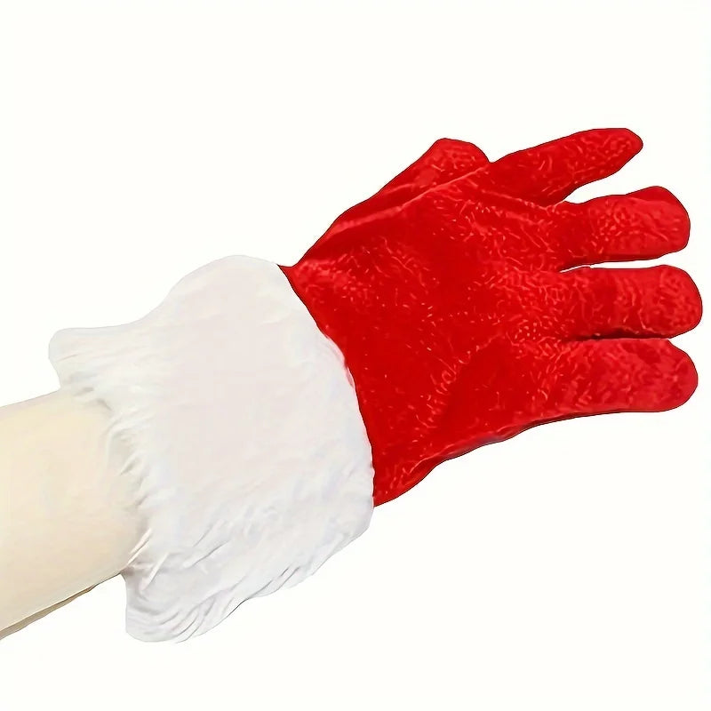 Gants de Père Noël en peluche – Accessoire doux et chaud pour les fêtes de Noël