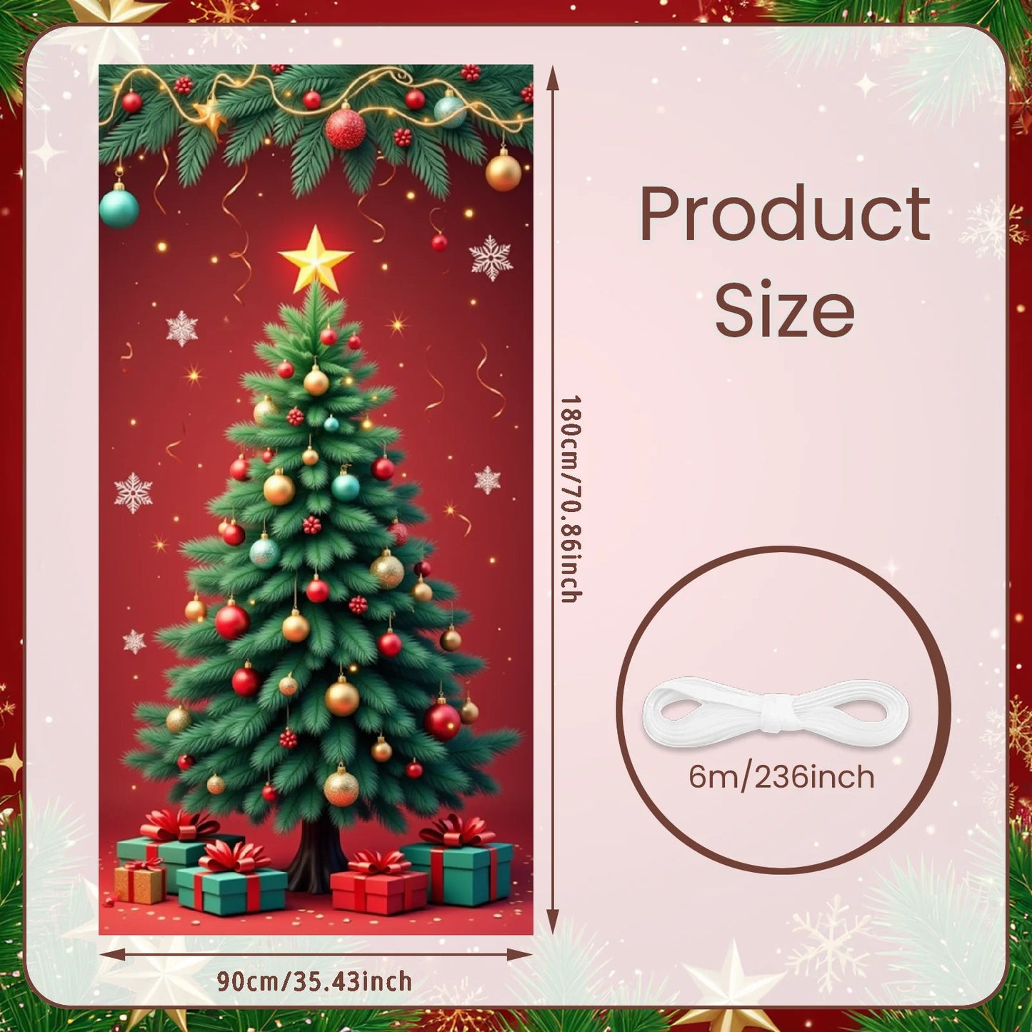 Bannière de Noël suspendue – Décoration de porte d’entrée Bonhomme de Neige, Père Noël ou Renne