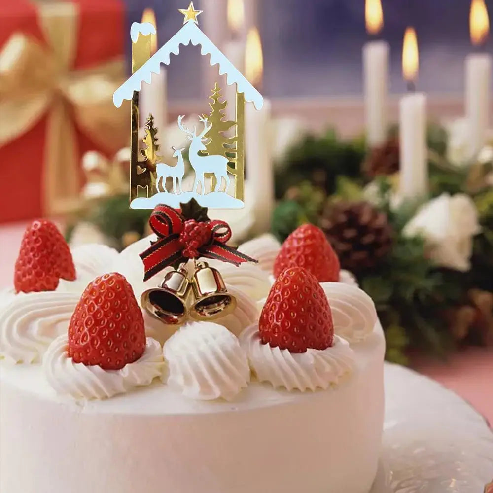 Décoration de gâteau de Noël – Cake topper acrylique “Merry Christmas” doré et festif