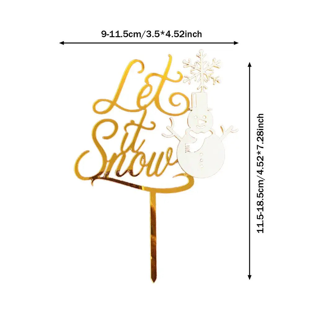 Décoration de gâteau de Noël – Cake topper acrylique “Merry Christmas” doré et festif