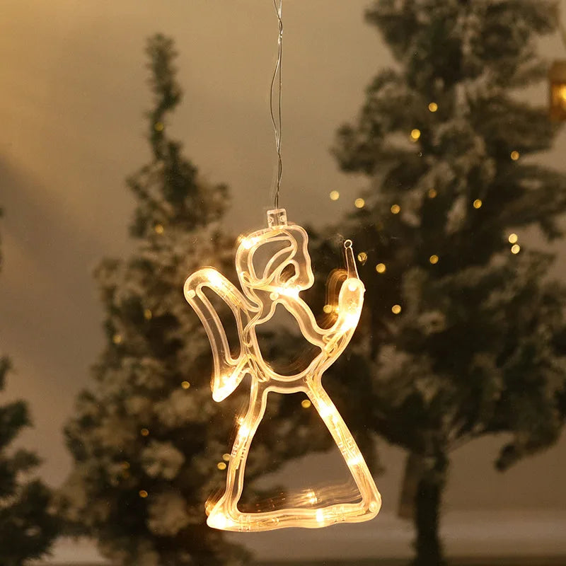 Lampes suspendues de Noël – Décorations lumineuses à ventouse pour fenêtre ou intérieur