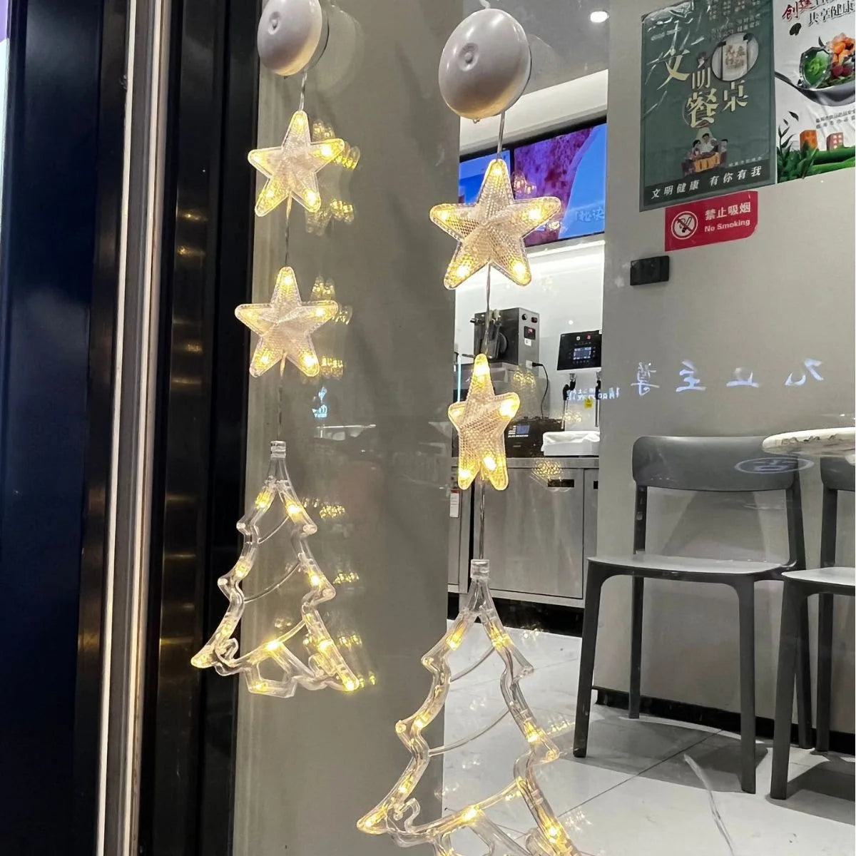Lampes suspendues de Noël – Décorations lumineuses à ventouse pour fenêtre ou intérieur