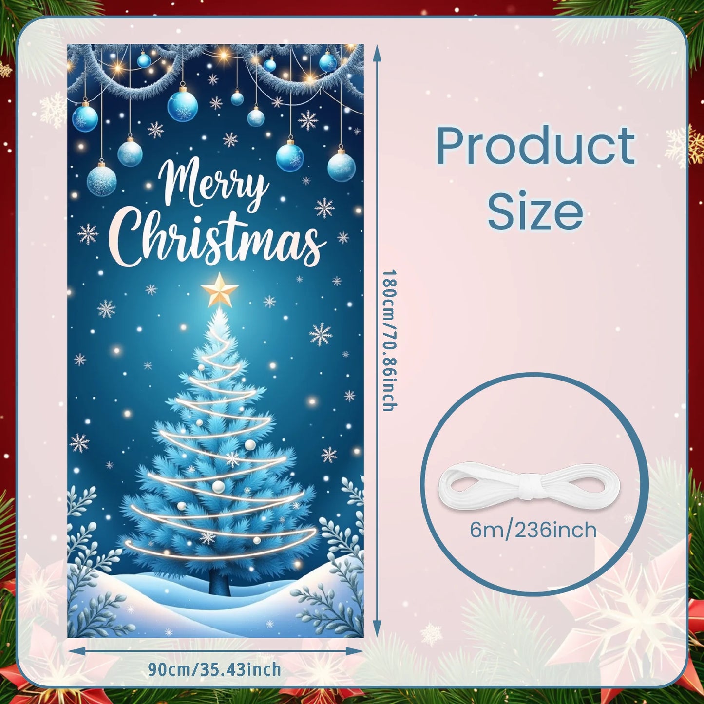 Bannière de Noël suspendue – Décoration de porte d’entrée Bonhomme de Neige, Père Noël ou Renne