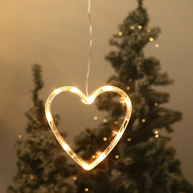 Lampes suspendues de Noël – Décorations lumineuses à ventouse pour fenêtre ou intérieur
