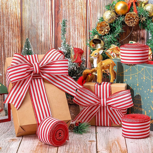 Ruban à damier rouge et blanc – Emballage cadeau et décoration de Noël pour sapin ou table