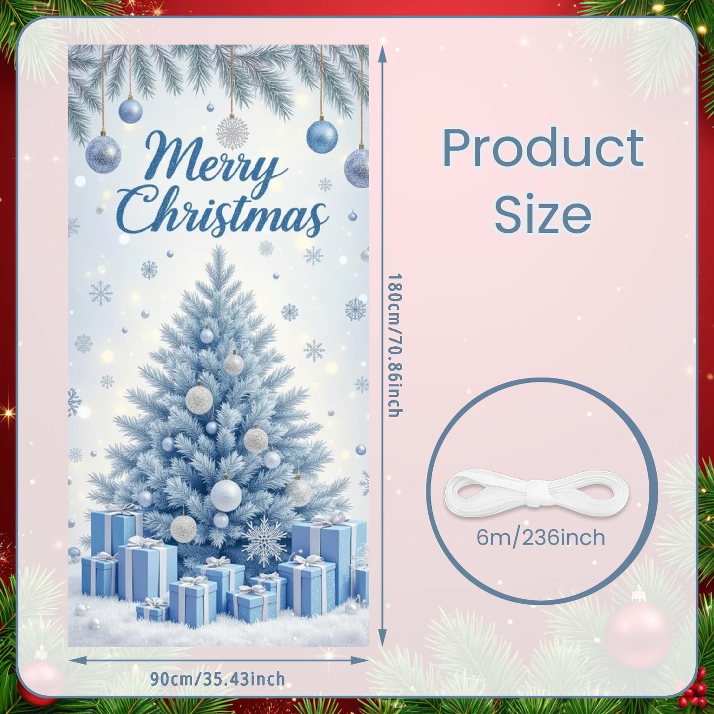 Bannière de Noël suspendue – Décoration de porte d’entrée Bonhomme de Neige, Père Noël ou Renne