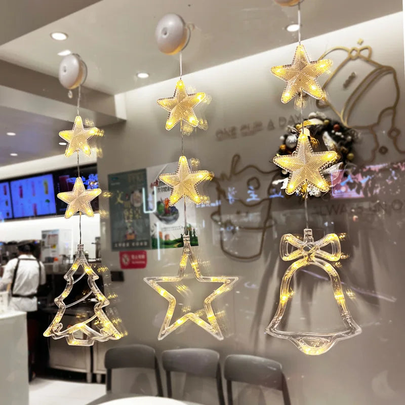 Lampes suspendues de Noël – Décorations lumineuses à ventouse pour fenêtre ou intérieur