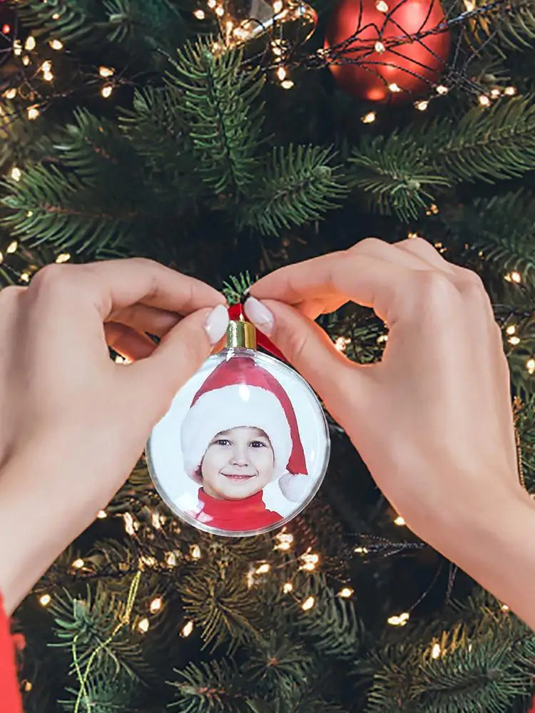 🎁 Boule Photo Personnalisable de Noël – Souvenir Unique à Suspendre