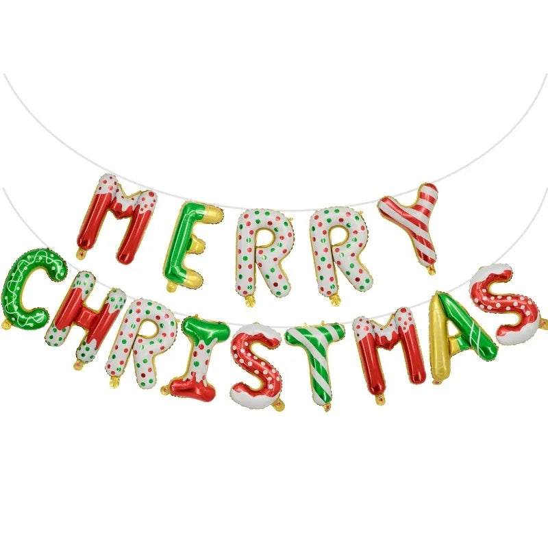 Ballons de Noël Joyeux “Merry Christmas” – Décorations gonflables Père Noël, Renne et Elfes
