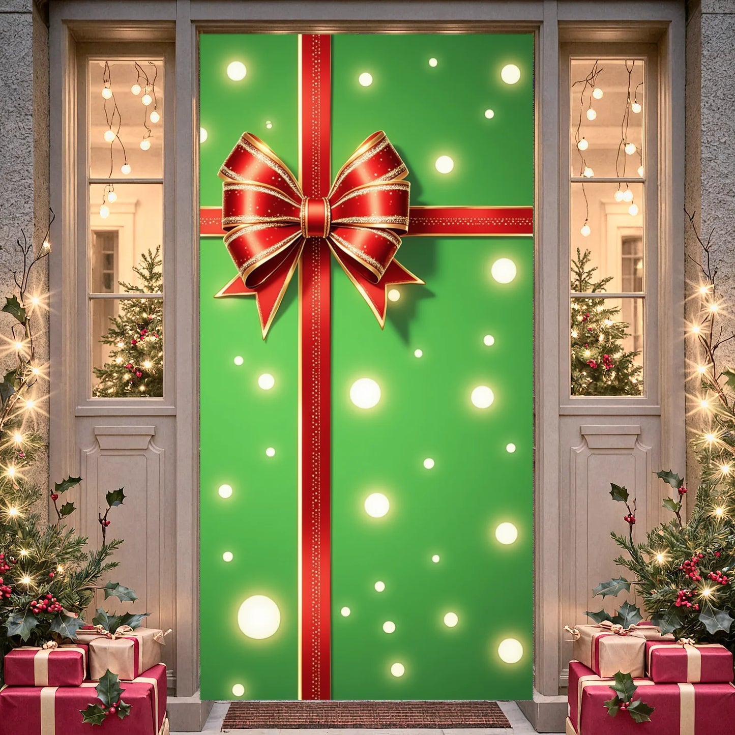 Bannière de Noël suspendue – Décoration de porte d’entrée Bonhomme de Neige, Père Noël ou Renne