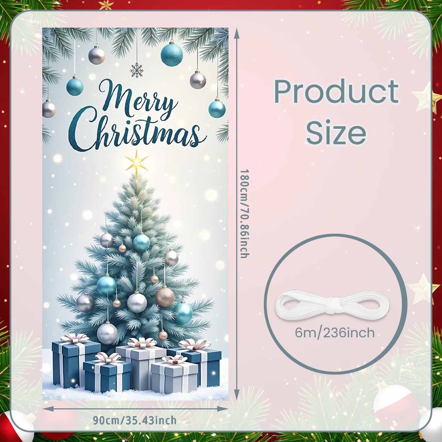 Bannière de Noël suspendue – Décoration de porte d’entrée Bonhomme de Neige, Père Noël ou Renne